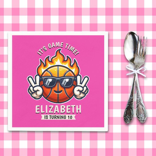 Fun Birthday Girl with Basketball Theme Serviette