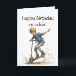 Fun Birthday Grandson Boy auf einem Kick Scooter S Karte<br><div class="desc">Fun Happy Geburtstagsgrandson mit einem Jungen auf einem Kick Scooter Sport</div>