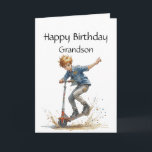 Fun Birthday Grandson Boy auf einem Kick Scooter S Karte<br><div class="desc">Fun Happy Geburtstagsgrandson mit einem Jungen auf einem Kick Scooter Sport</div>
