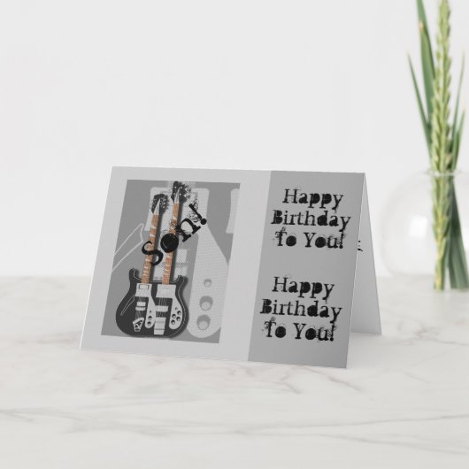 Fun, birthday greeting for a son, guitar. karte (Vorderseite)