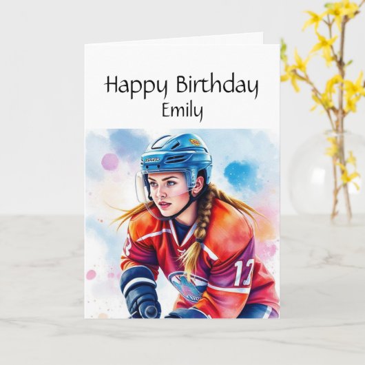 Fun Birthday Individuelle Name Girls Hockey Karte (Gelbe Blume)