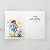 Fun Birthday Individuelle Name Girls Soccer Player Karte (Innenseite)