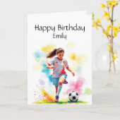 Fun Birthday Individuelle Name Girls Soccer Player Karte (Gelbe Blume)