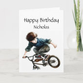 Fun Birthday Individuelle Name Wettkampf Biking Karte (Vorderseite)
