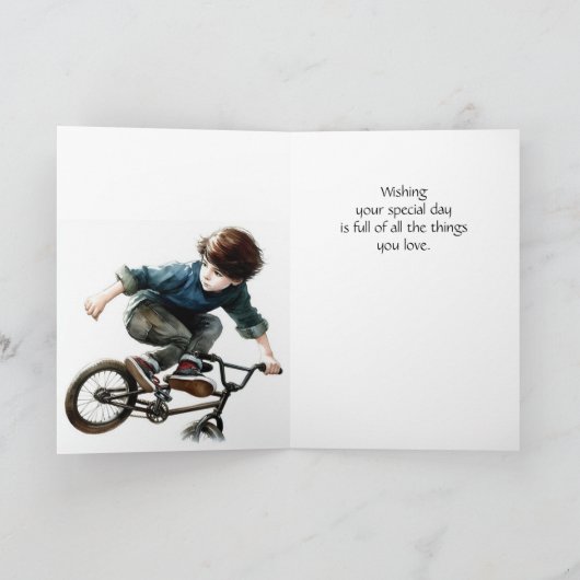 Fun Birthday Individuelle Name Wettkampf Biking Karte (Innenseite)