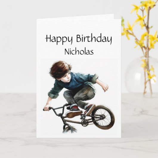 Fun Birthday Individuelle Name Wettkampf Biking Karte (Gelbe Blume)