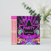 Fun Birthday Party Girls Hot Pink Tickets 2 Einladung (Stehend Vorderseite)