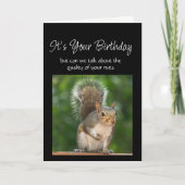 Fun Birthday Squirrel Feeder Nuts Question Karte (Vorderseite)