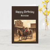 Fun Birthday Western Wild West AI Spaß Karte (Gelbe Blume)