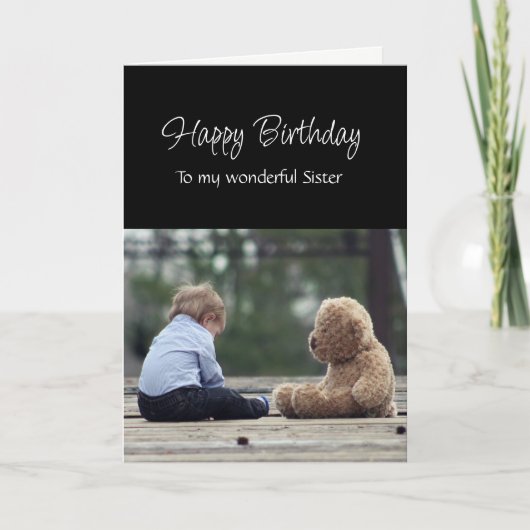 Fun Birthday Wonderful Sister Cute Teddy Bear Karte (Vorderseite)
