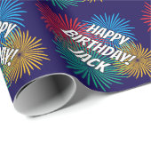 Fun Birthday wrapping paper with fireworks print Geschenkpapier (Rolleneckpunkt)
