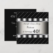 Fun Black 40. Geburtstag Party Einladung (Vorne/Hinten)