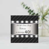 Fun Black 40. Geburtstag Party Einladung (Stehend Vorderseite)