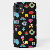 Fun Black 80's Icons Emojis Muster Case-Mate iPhone Hülle (Rückseite)