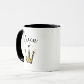 Fun Black and Gold Queen Glitzer Crown Coffee Tasse (Vorderseite Links)