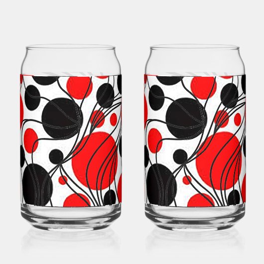 Fun Black and Red Art Deco Print Can Glass Set Dosenglas (Vorderseite)