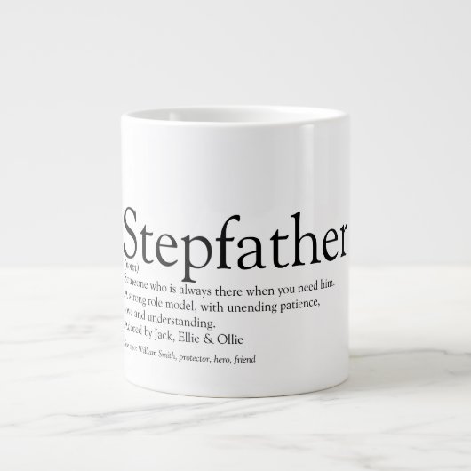 Fun Black and White Best Ever Stepfather Stepdad Jumbo-Tasse (Vorderseite)