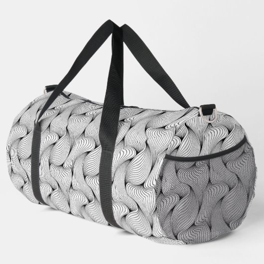 Fun Black and White Interwoven Lines Duffle Bag (Rechte Ecke)