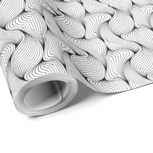 Fun Black and White Interwoven Lines Geschenkpapier (Rolleneckpunkt)