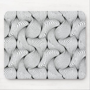 Fun Black and White Interwoven Lines Mousepad