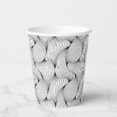 Fun Black and White Interwoven Lines Pappbecher (Rückseite)