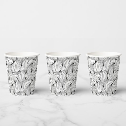 Fun Black and White Interwoven Lines Pappbecher (Multi)