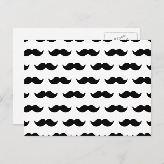 Fun Black and White Mustache Muster 1 Postkarte (Vorne/Hinten)