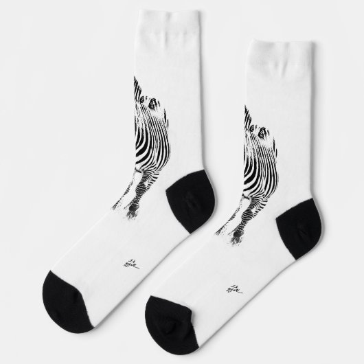 Fun Black and White Zebra Modernes Minimalistisch Socken (Linkes Detail)
