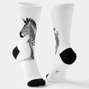 Fun Black and White Zebra Modernes Minimalistisch Socken