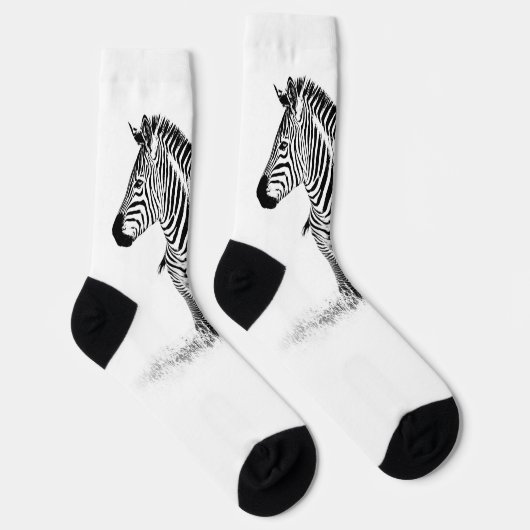 Fun Black and White Zebra Modernes Minimalistisch Socken (Rechts)