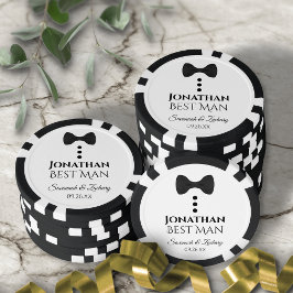 Fun Black Bow Krawatte & Buttons Trauzeuge Hochzei Pokerchips