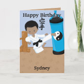 Fun Black Boys Karate Farbing Page Happy Birthday Karte (Vorderseite)