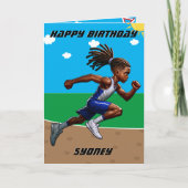Fun Black Boys Track Star Geheimmeldung Geburtstag Karte (Vorderseite)
