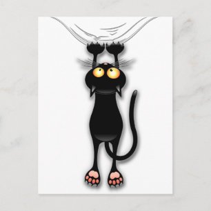 Fun Black Cat Falldown Postkarte