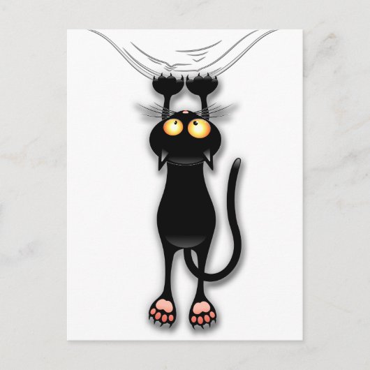 Fun Black Cat Falldown Postkarte (Vorderseite)
