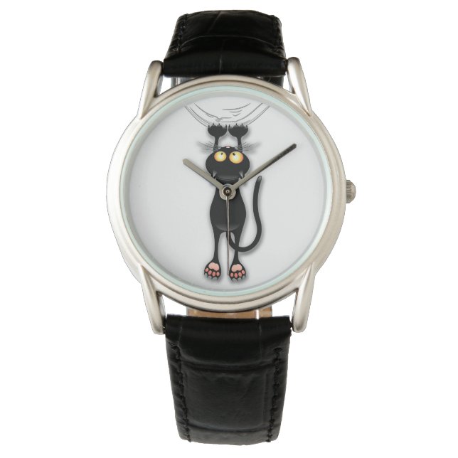 Fun Black Cat Falldown Watch Armbanduhr (Vorderseite)