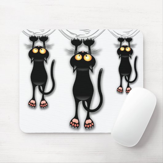 Fun Black Cat Fallend Mousepad (Mit Mouse)