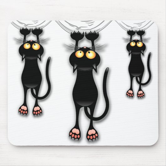 Fun Black Cat Fallend Mousepad (Vorne)