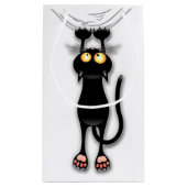 Fun Black Cat Falling Custom Gift Bag Kleine Geschenktüte (Rückseite)