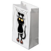 Fun Black Cat Falling Custom Gift Bag Kleine Geschenktüte (Rückseite Schrägansicht)