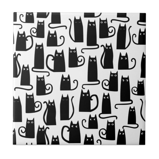 Fun Black Cat Fliese (Vorderseite)