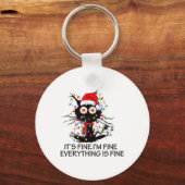 Fun Black Cat It's Fine I'm Fine Everything Is Fin Schlüsselanhänger (Vorderseite)