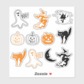 Fun Black Cat Kürbislaterne Geist Hexe Halloween Aufkleber (Blatt)