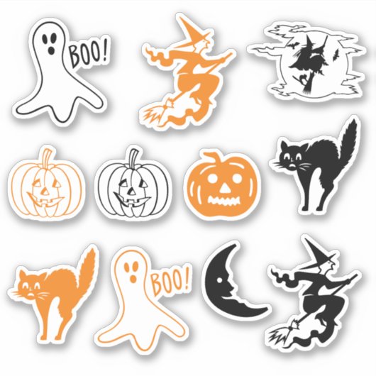 Fun Black Cat Kürbislaterne Geist Hexe Halloween Aufkleber (Vorderseite)