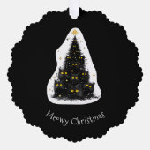 Fun Black Cat Meowy Weihnachtsbaum Ornament Karte (Vorderseite)