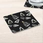 Fun Black Cat Meowy Weihnachtsbaum Rechteckiger Pappuntersetzer (angewinkelt)