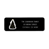 Fun Black Cat Meowy Weihnachtsbaum Rücksendeadress (Vorne)