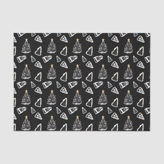 Fun Black Cat Meowy Weihnachtsbaum Seidenpapier (Vorderseite)