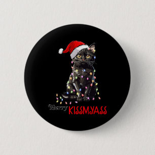 Fun Black Cat Merry Kissmy Xmas Pajamas Chritsmas Button
