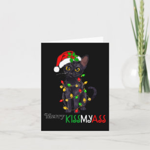 Fun Black Cat Merry Kissmyass Xmas Pajamas Chritsm Karte